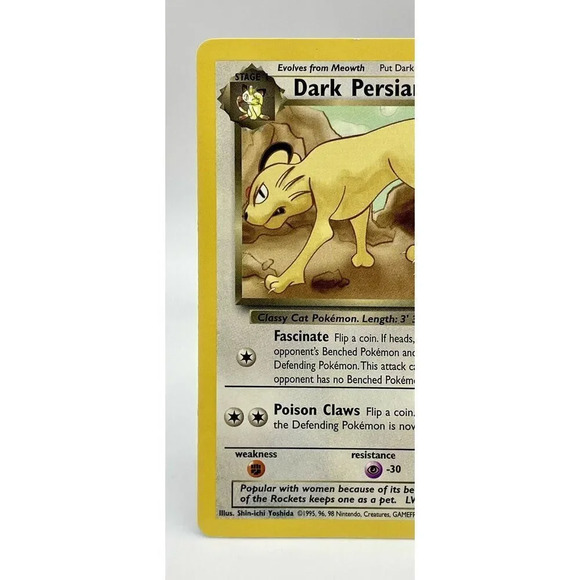 Dark Persian 42/82 Team Rocket Pokemon Card Unlimited Non Holo Vintage 2000 LP - Picture 2 of 6
